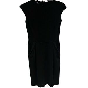 Lafayette 148 New York Black Cap Sleeve Sheath Dress Size 6‎